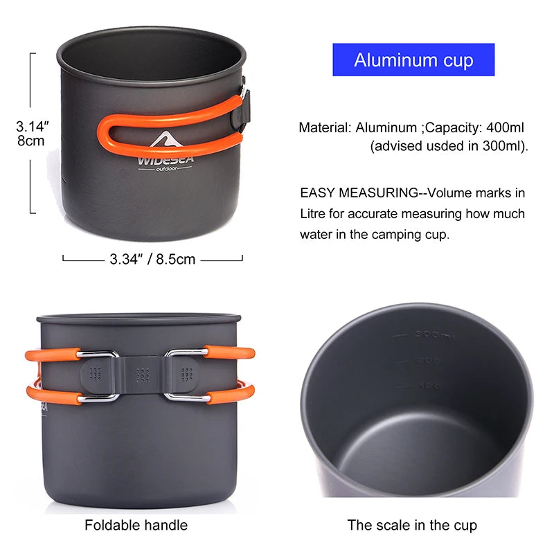 Widesea Portable Camping Cookware Set with Burner Stove and Folding Utensils