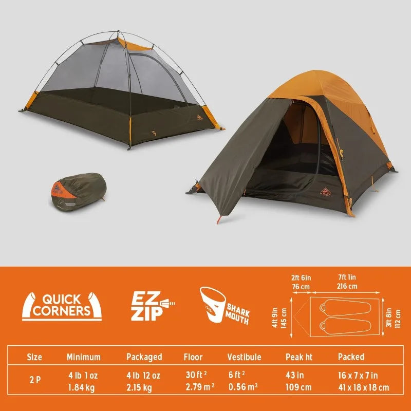 Kelty Grand Mesa 2 Person Backpacking Tent for Thru Hiking and Camping