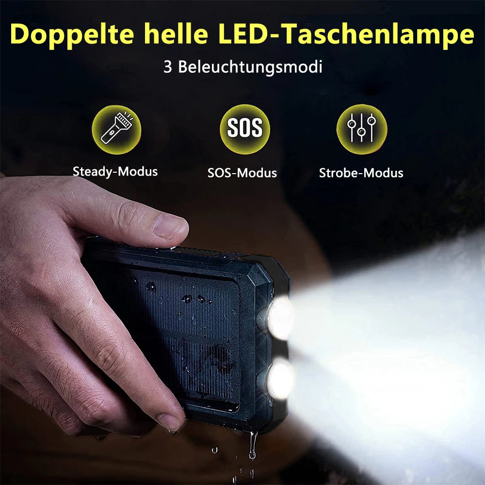 20000mAh Solar Power Bank with Fast Charging and Flashlight Portable Battery