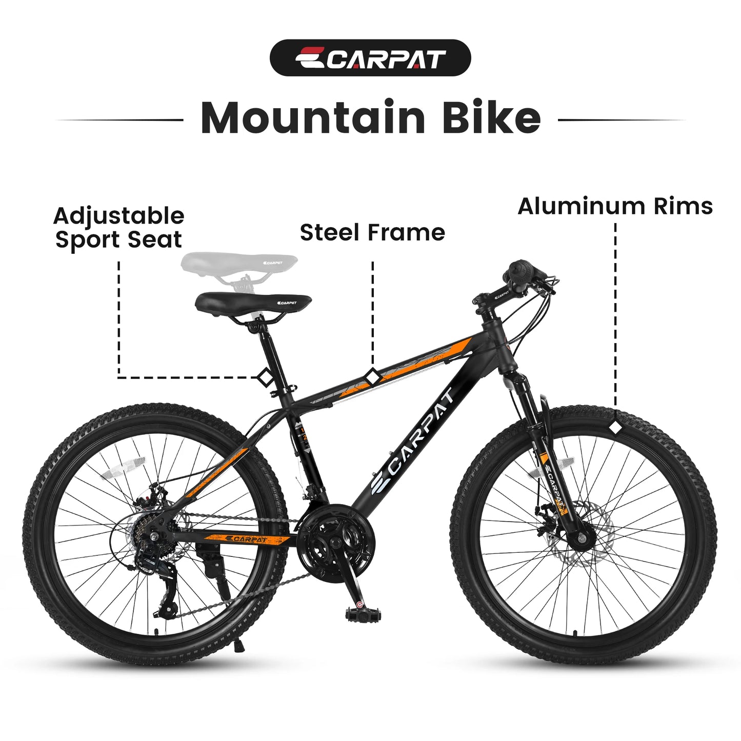 26 Inch Mountain Bike with Shimano 21 Speeds and Mechanical Disc Brakes