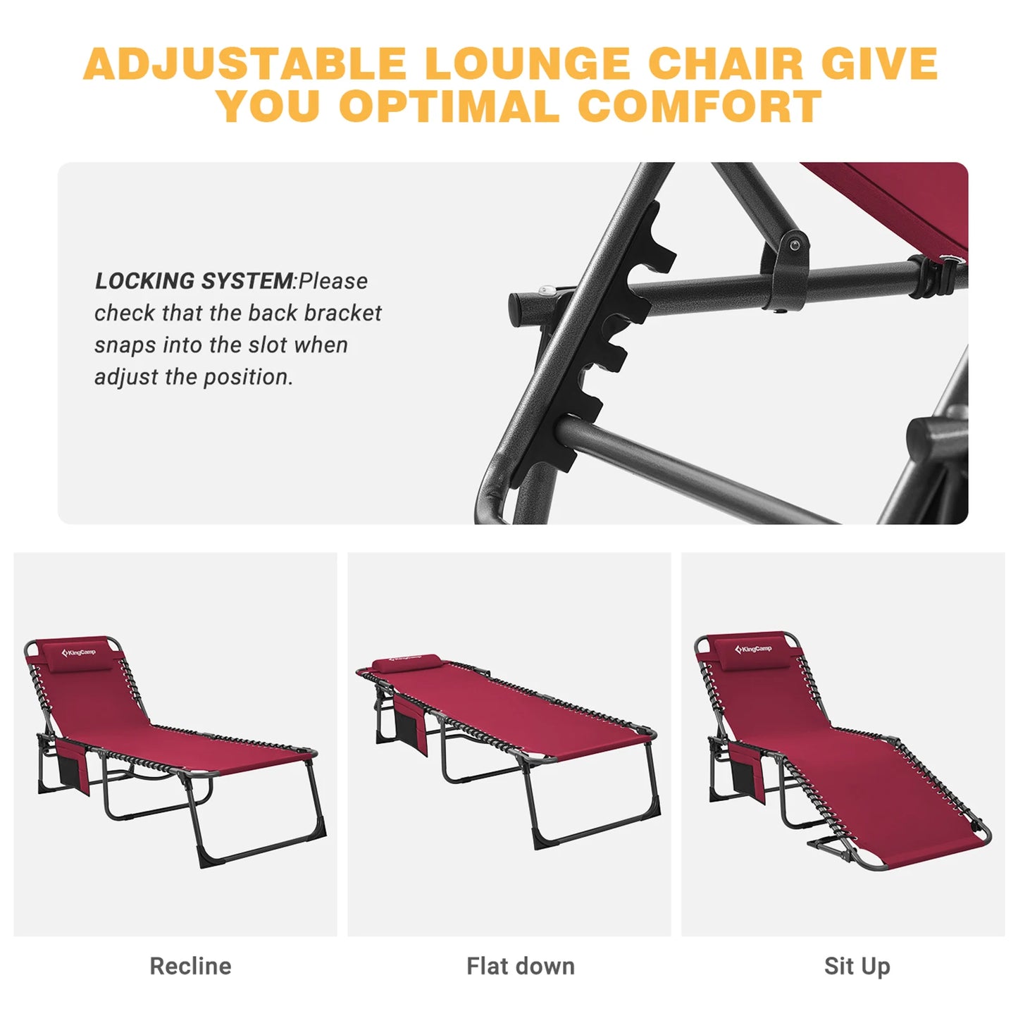 KingCamp Rollaway Bed Folding Lounger for Camping Fishing and Outdoor Relaxation