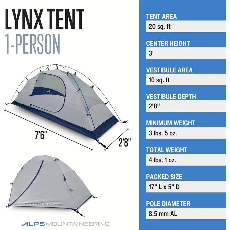 ALPS Mountaineering Lynx 1 Person Lightweight Backpacking Tent for Outdoor Adventures