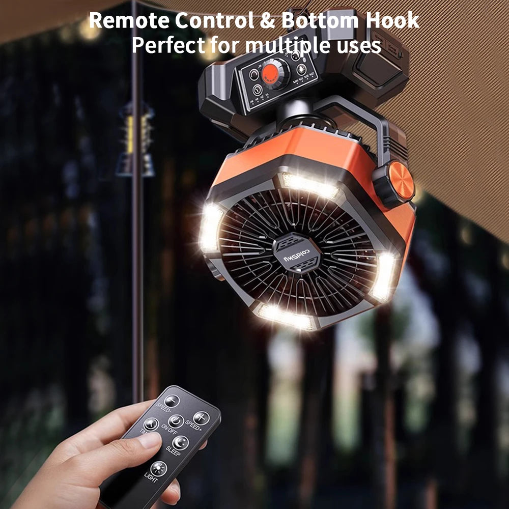 ColdSky Camping Fan with LED Lantern 8 Speeds Portable 20000mAh Battery