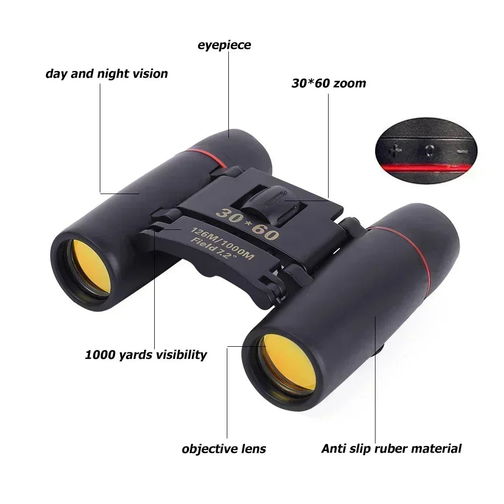 1000m 30x60 Compact Zoom Binoculars for Outdoor Sports and Camping Adventures