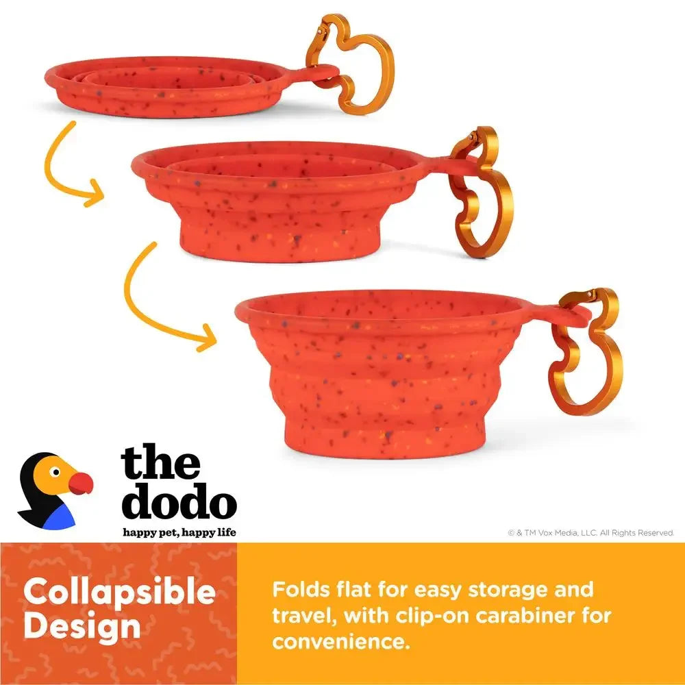 Collapsible Red Silicone Dog Bowl with Clip Portable Travel Pet Dish