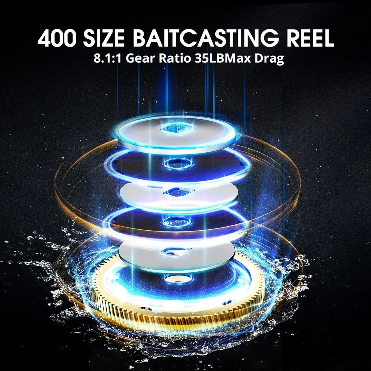 Alijoz 400 Baitcaster Fishing Reel with 38Lbs Max Drag Durable Aluminum Frame