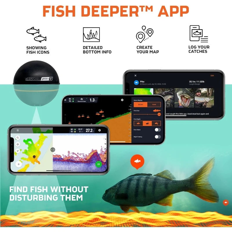 Pro Plus 2 Sonar Fish Finder Portable Depth Finder for Kayaks Boats and Ice Fishing