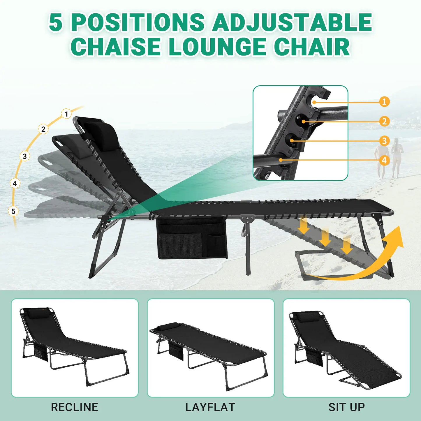 KingCamp Oversized Zero Gravity Lounge Chair With Removable Cushion