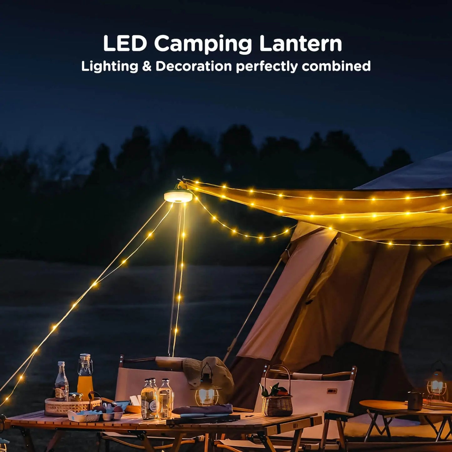 10m Rechargeable Waterproof Outdoor String Lights LED for Garden and Patio Decor