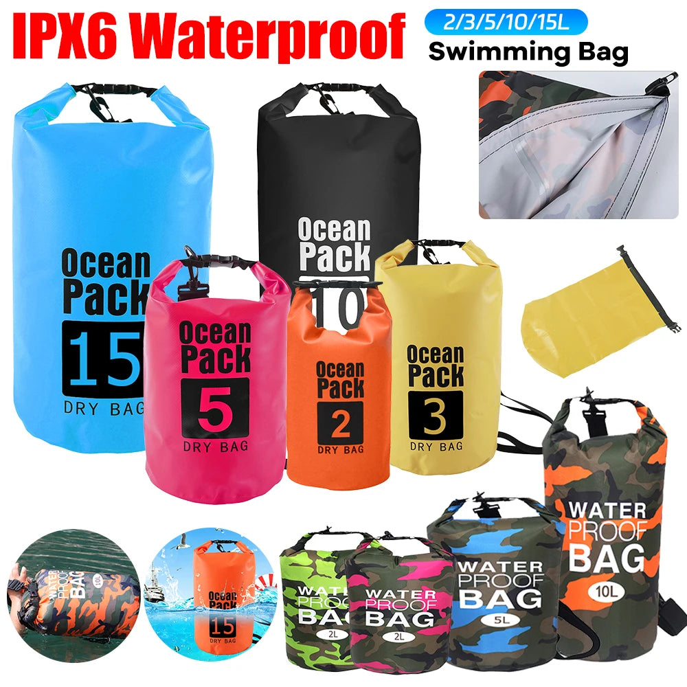 15L Waterproof Dry Bag Outdoor Floating Backpack for Trekking and Beach Use