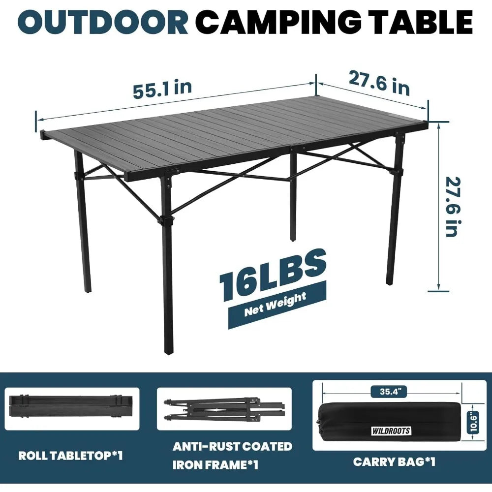 Folding Camping Table with Carry Bag for 4 to 6 People Portable Outdoor Use