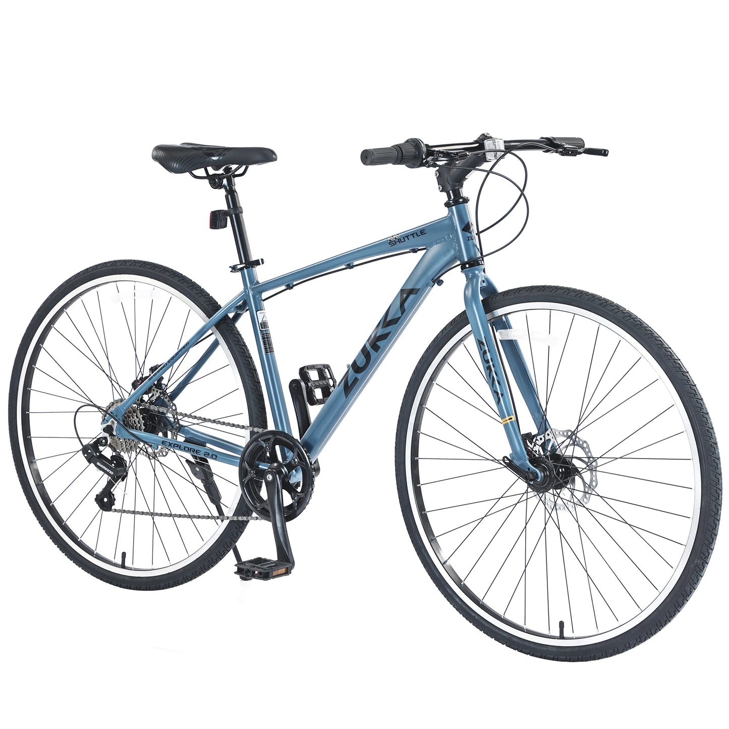 Shimano 7 Speed Hybrid Bike Aluminum Frame Double Disc Brakes 700C City Bicycle