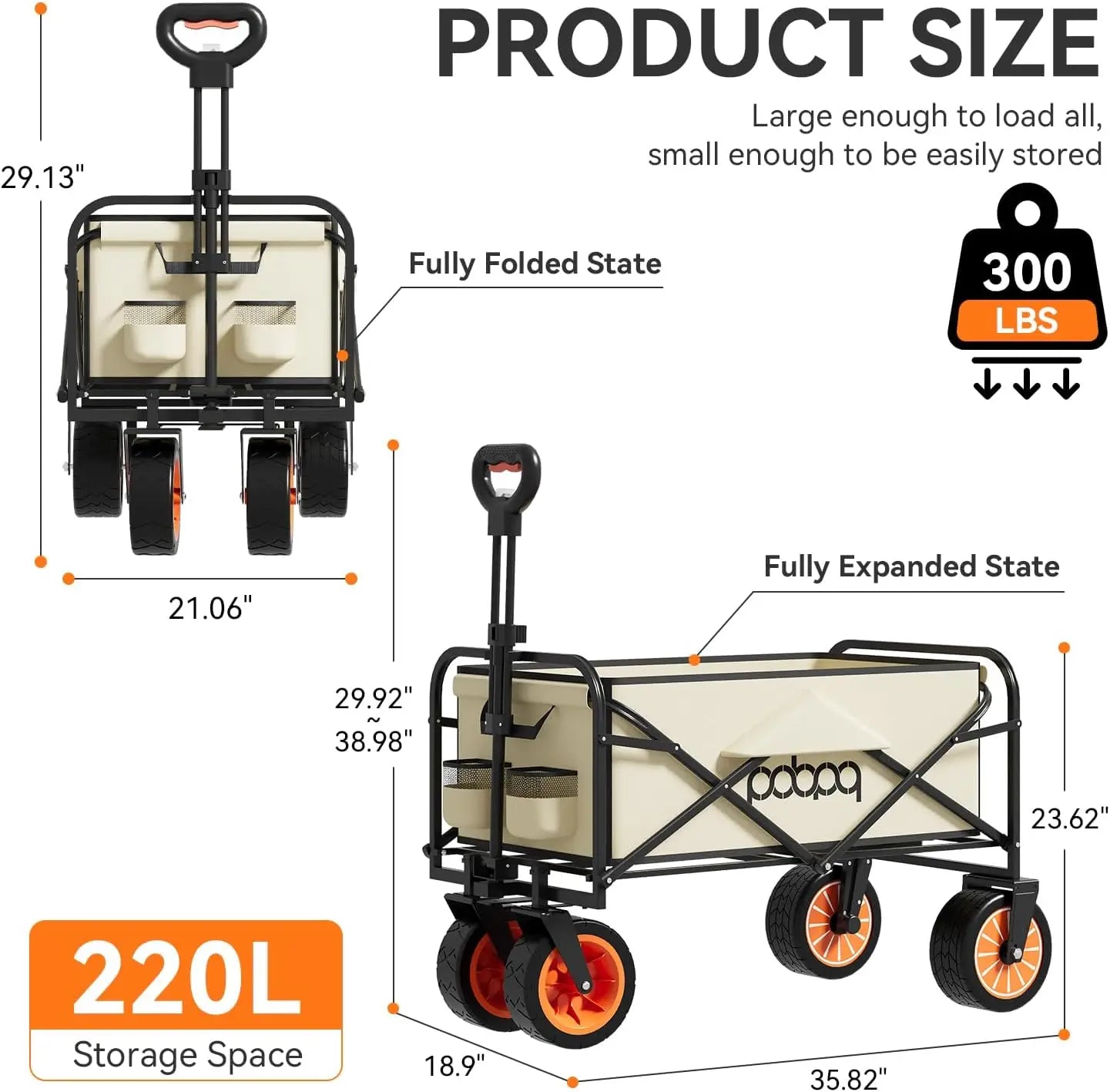 Electric Assistance Collapsible Folding Garden Wagon 300LBS Grocery Cart