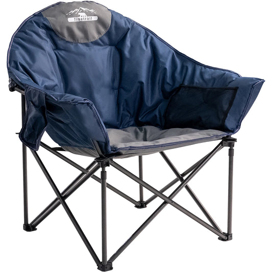 Tisetrail Oversized Padded Moon Saucer Chair with Cup Holder Blue and Gray