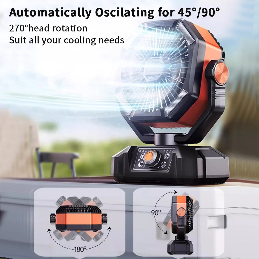 ColdSky Camping Fan with LED Lantern 8 Speeds Portable 20000mAh Battery