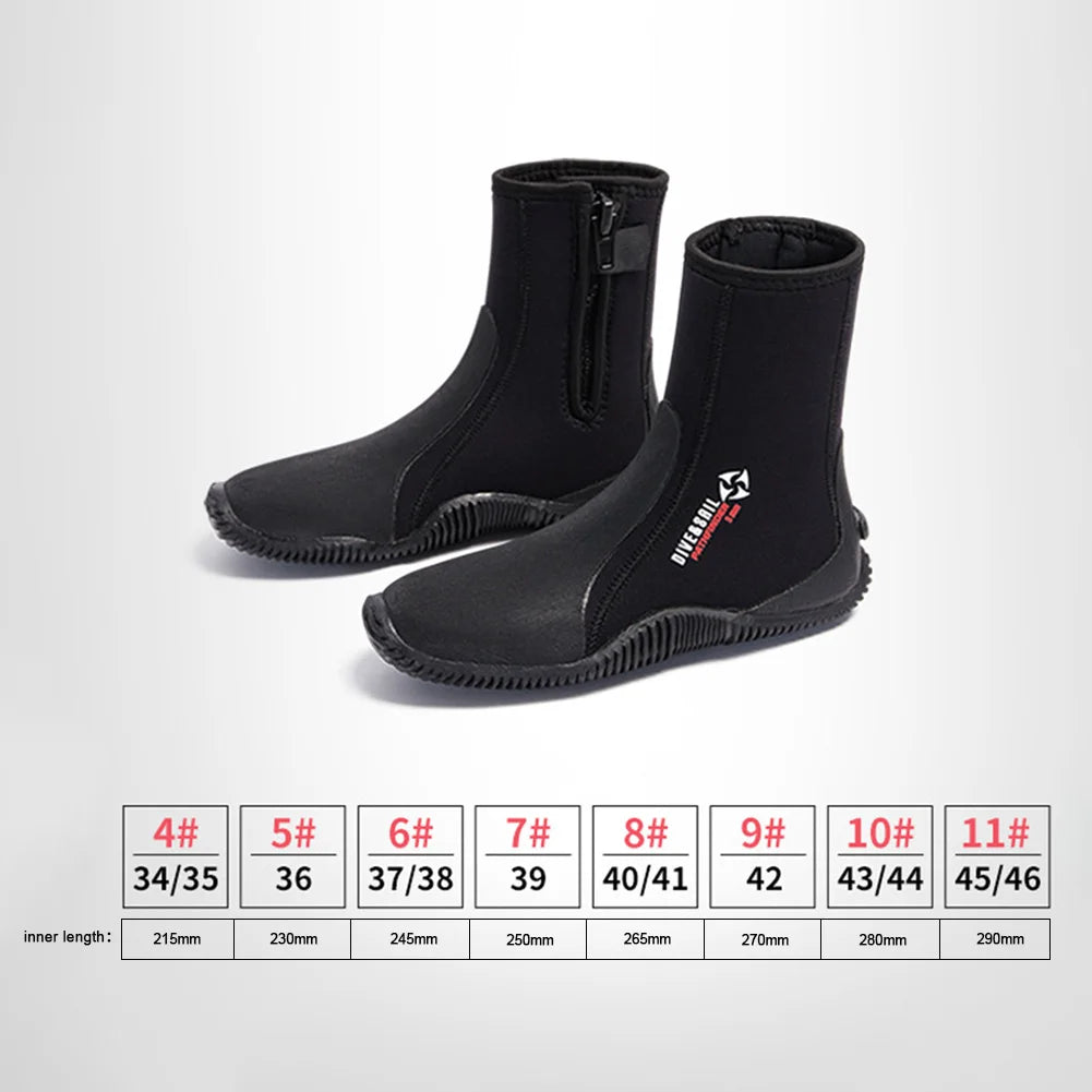5mm Neoprene Diving Boots Lightweight Surfing Warm Patch Elasticity Booties