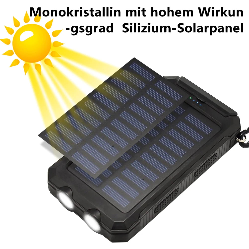 20000mAh Solar Power Bank with Fast Charging and Flashlight Portable Battery