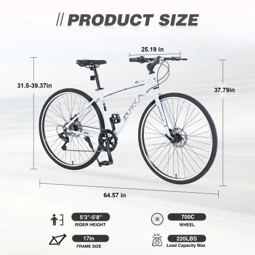 Shimano 7 Speed Hybrid Bike Aluminum Frame Double Disc Brakes 700C City Bicycle