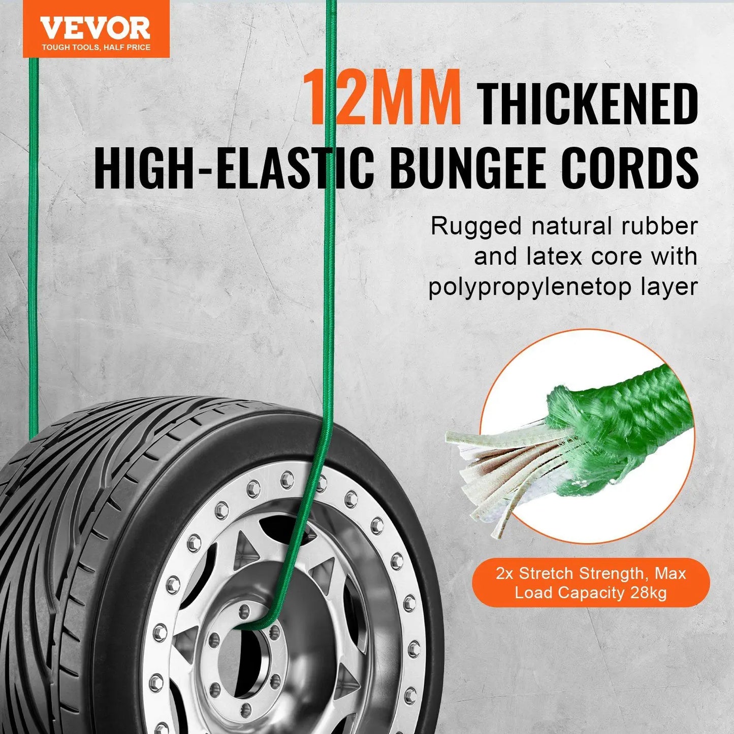 32 Piece Heavy Duty Bungee Cords Set with A3 Steel Hooks for Secure Storage