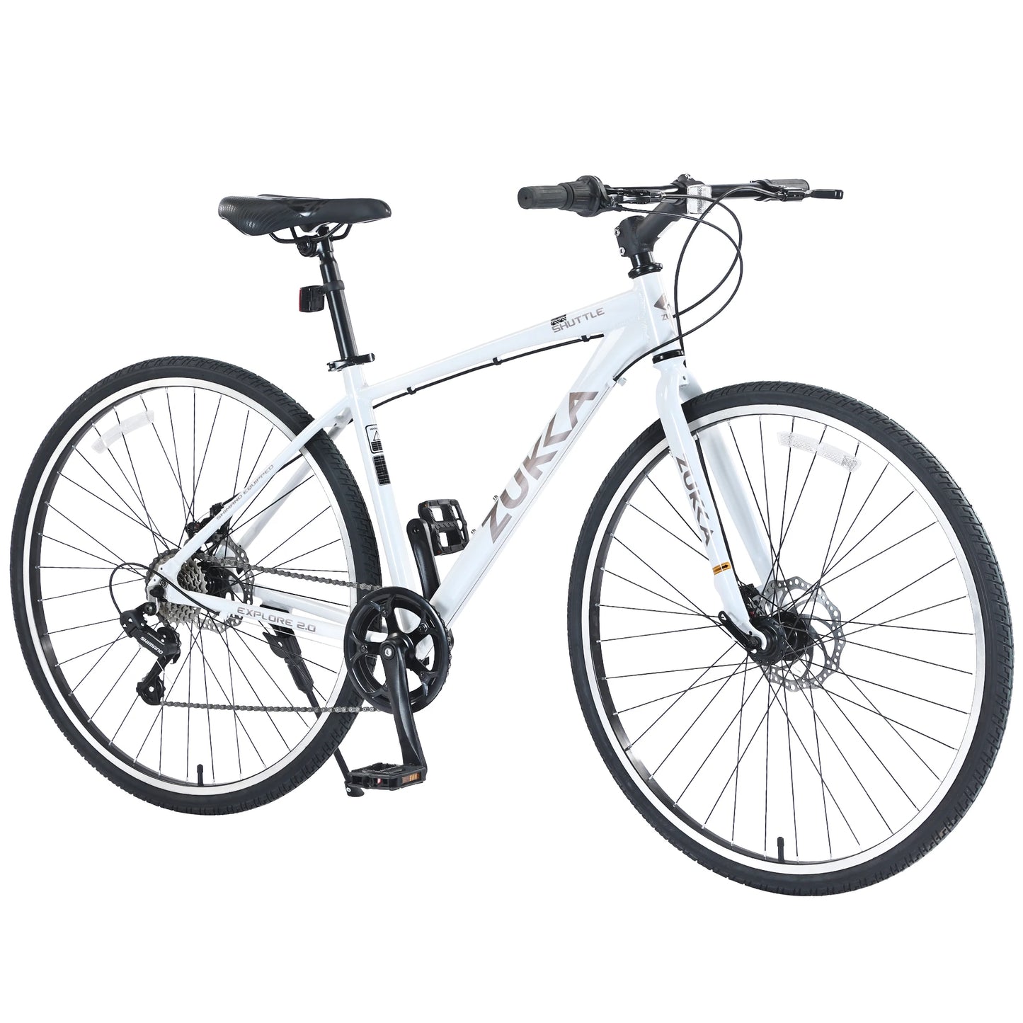 Shimano 7 Speed Hybrid Bike Aluminum Frame Double Disc Brakes 700C City Bicycle
