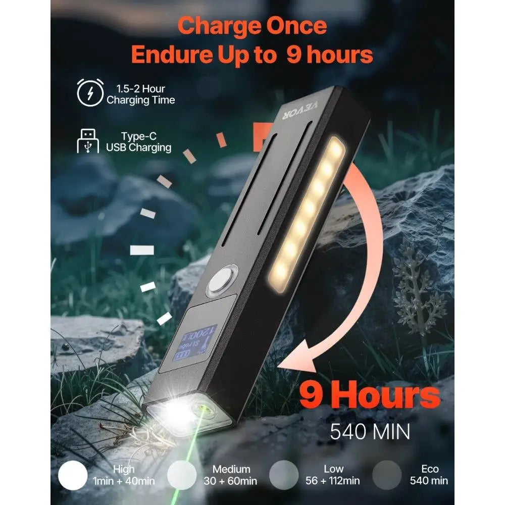 3 in 1 High Lumen Flashlight with Green Beam IPX4 Waterproof Portable Design