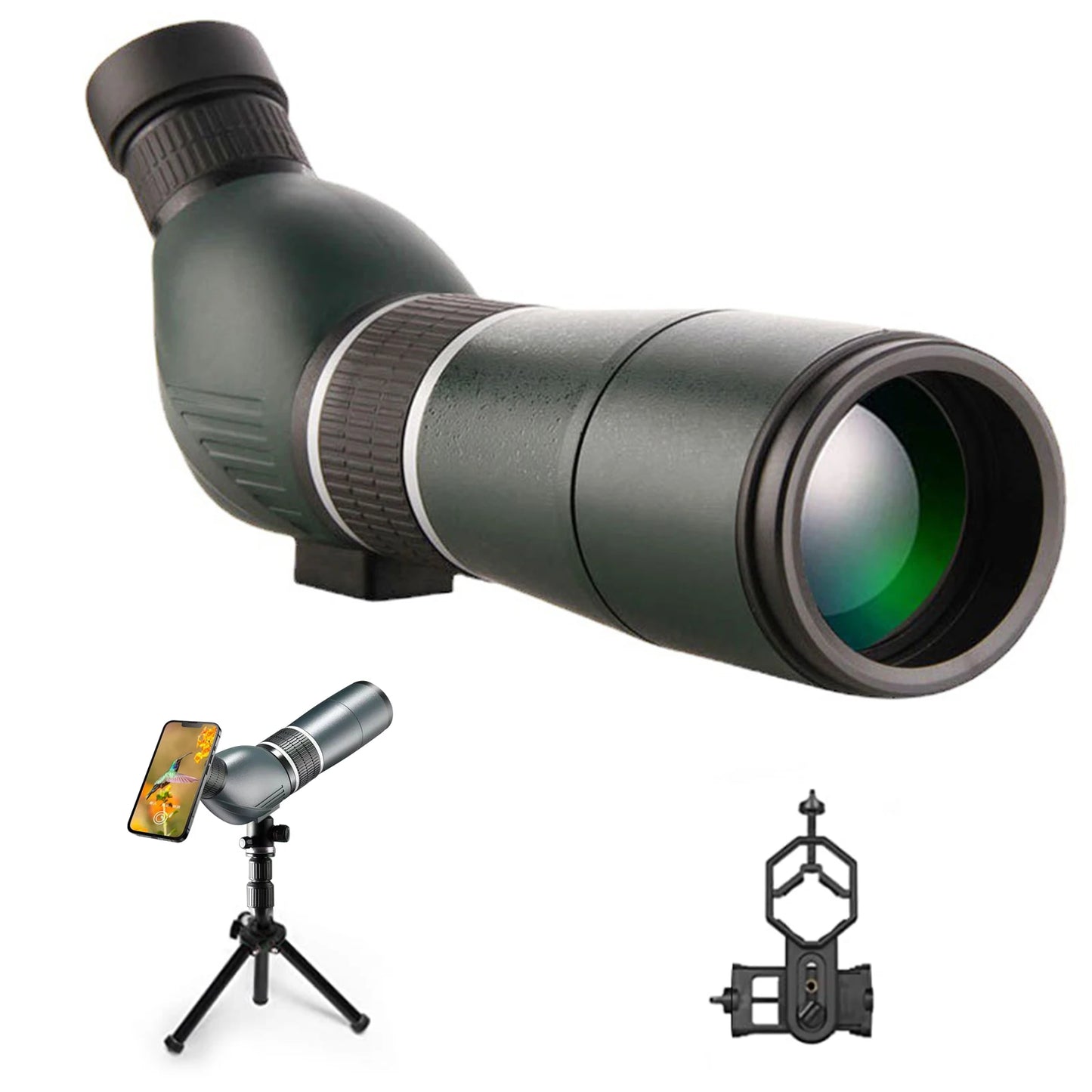 20-60X60 Zoom Angled Birdwatching Scope with HD Night Vision and Green Film