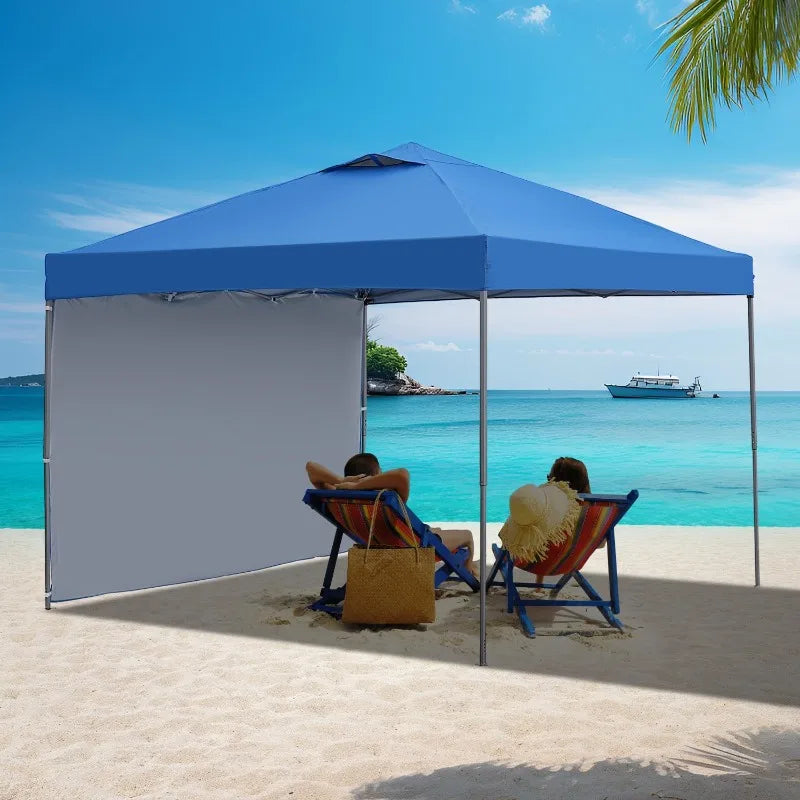 GDY 10x10ft Pop Up Canopy Tent with Sidewalls for Events and Beach Use