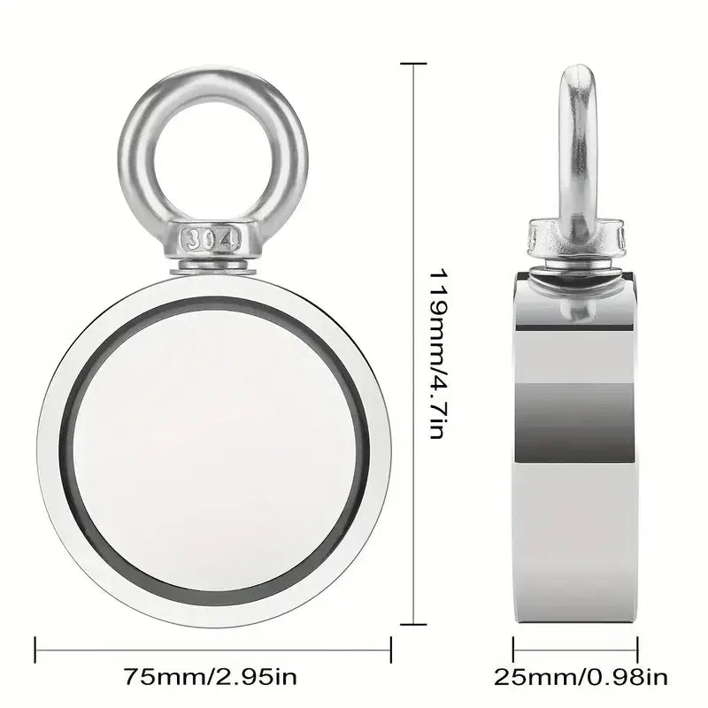 Grtard 1000LBS Double Sided Neodymium Fishing Magnet Kit with 20m Rope