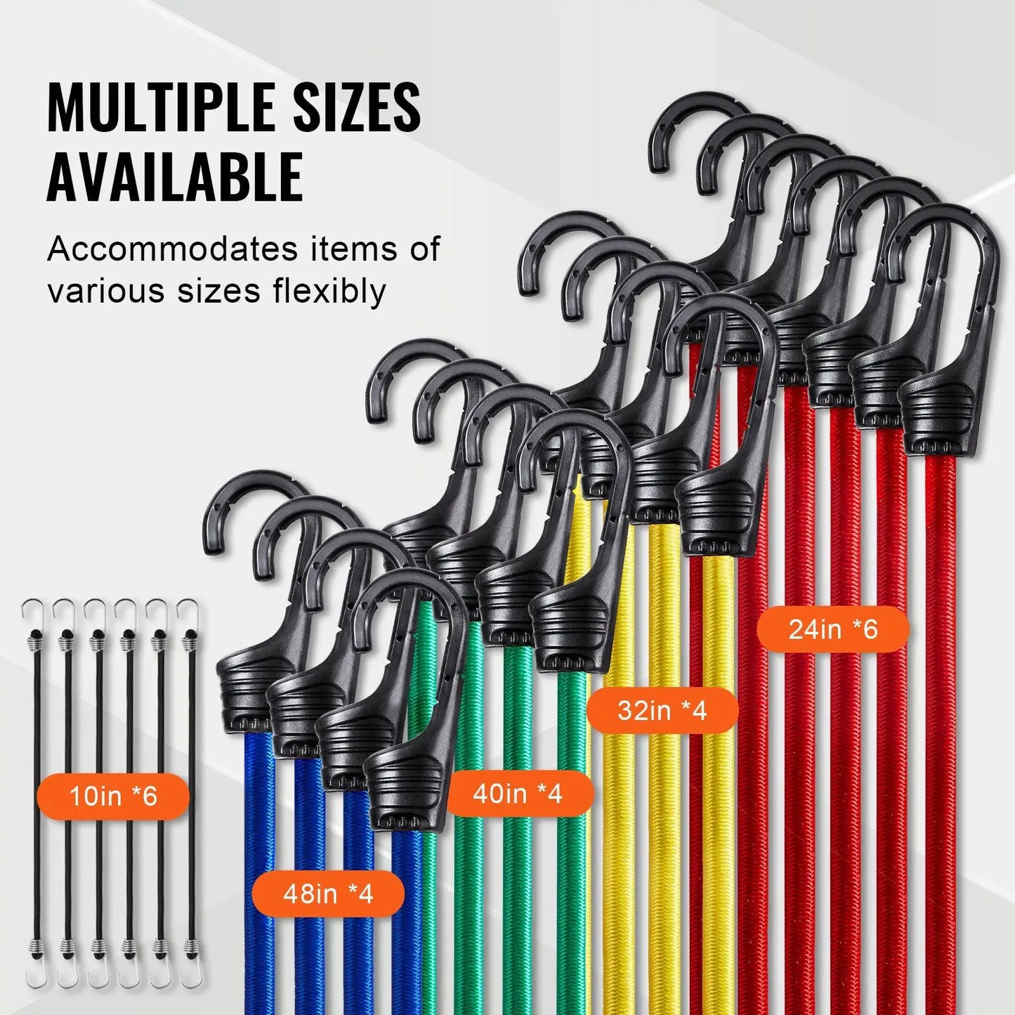 32 Piece Heavy Duty Bungee Cords Set with A3 Steel Hooks for Secure Storage