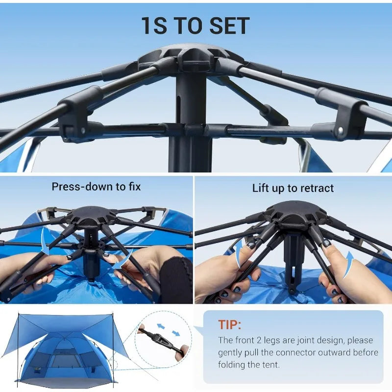 Elegear Beach Tent with 360 Degree Canopy for 4-6 People Sun Shade Shelter