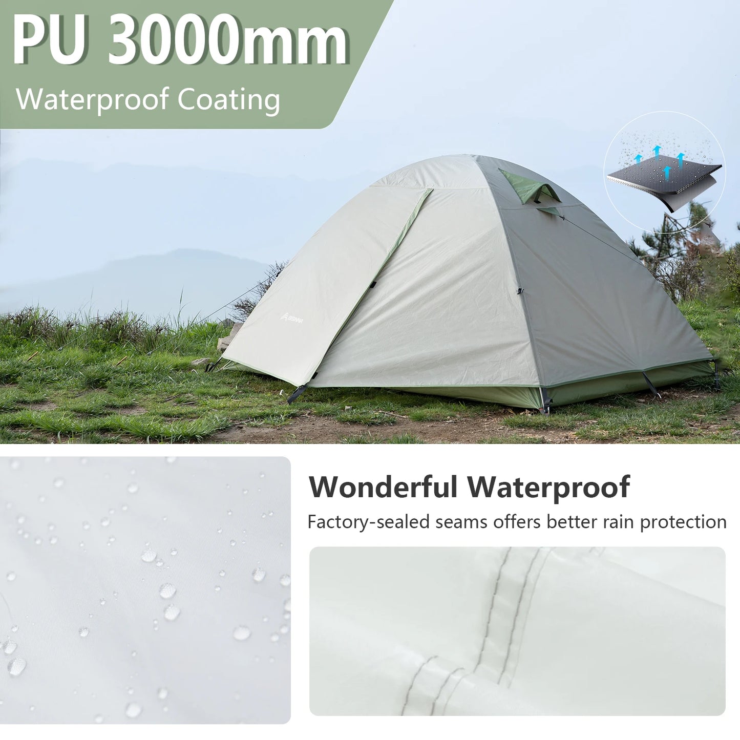 BISINNA Ultralight Waterproof Camping Tent for 2 Easy Setup Double Layer