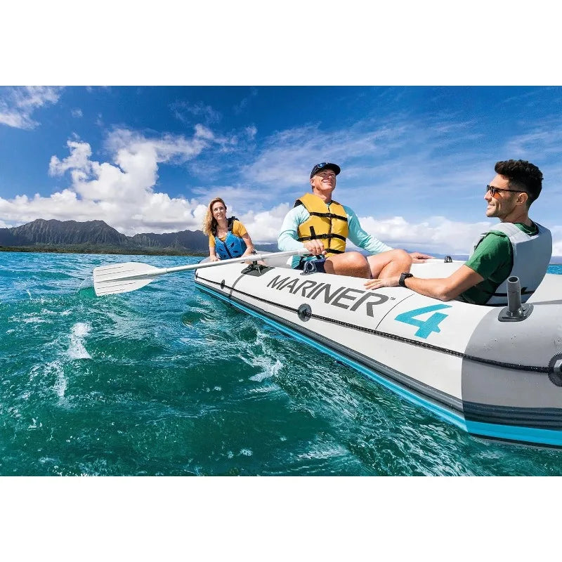 Intex Mariner 3 Inflatable Boat Set with Oars and High-Output Pump