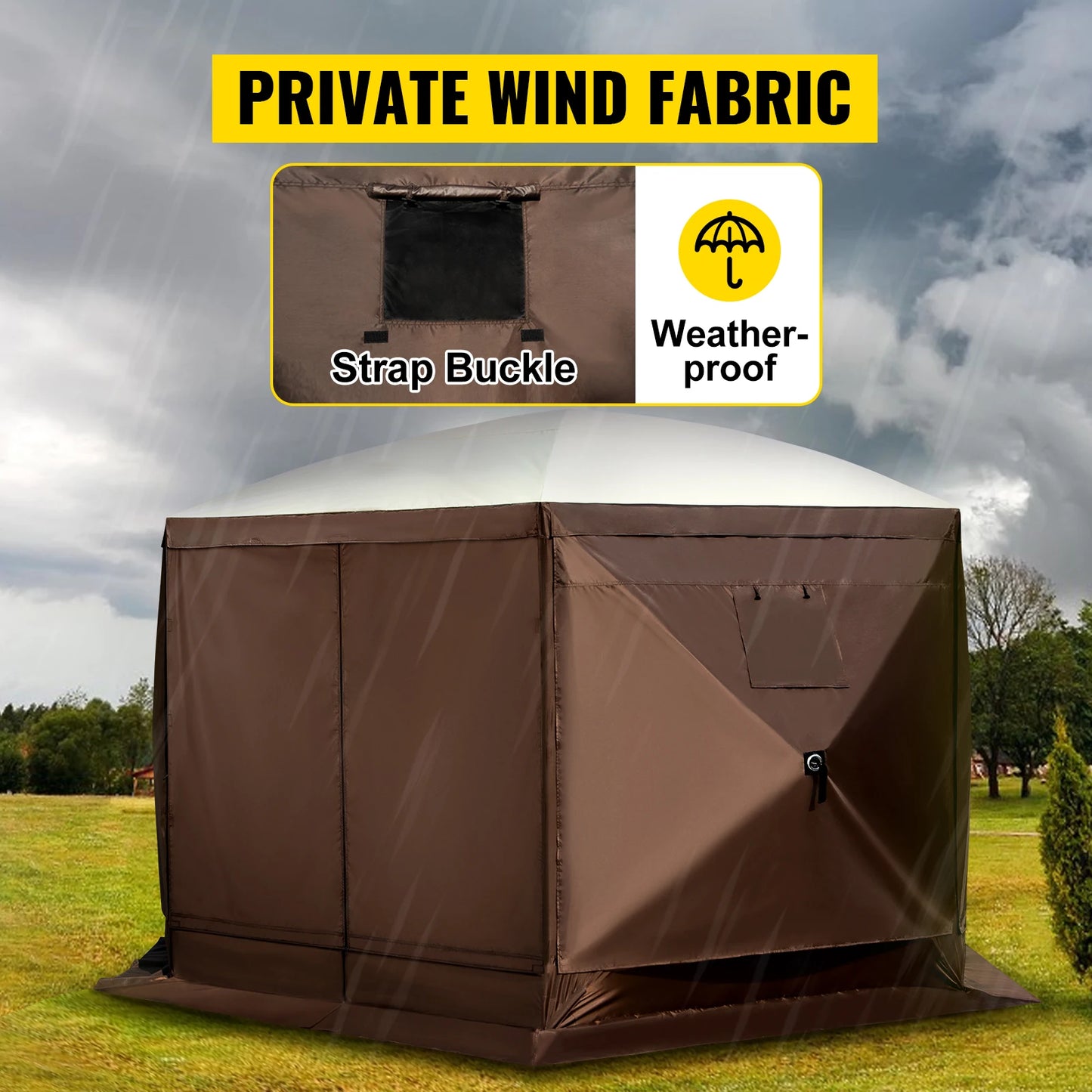VEVOR Pop-Up Camping Gazebo 12x12 10x10 Six Sided Canopy Shelter for Outdoors