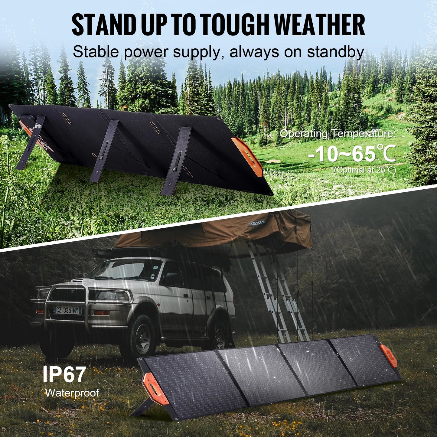 VEVOR Portable 200W Monocrystalline Solar Panel for Camping and Hiking