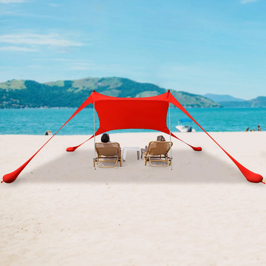 Red 2m Beach Elastic Sunshade Tent for 2-3 People Outdoor Camping and Picnics