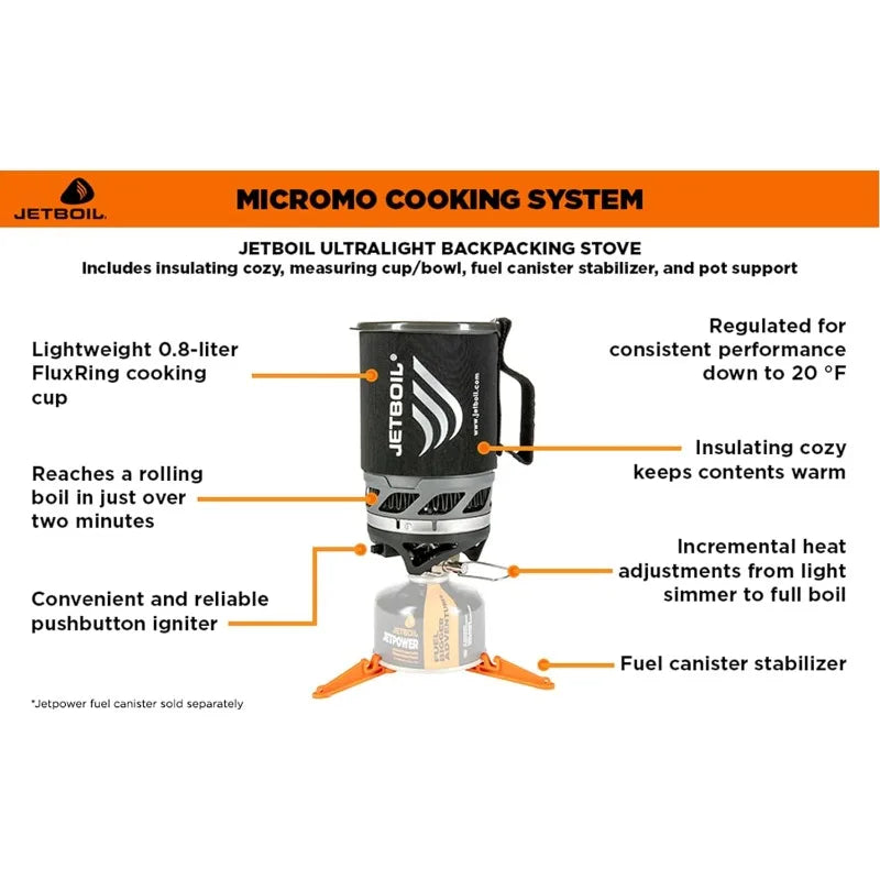 Jetboil MicroMo Lightweight Camping Stove with Adjustable Heat Control