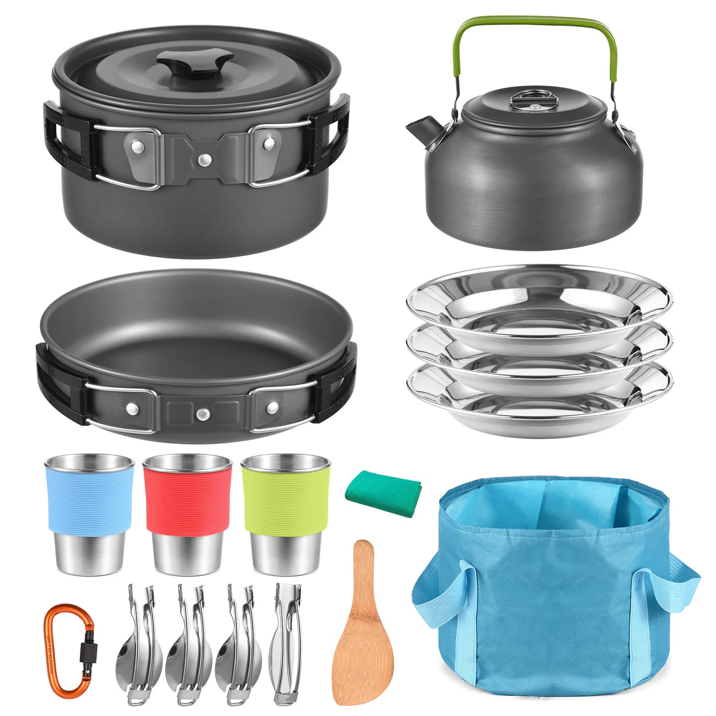 Tomshoo Portable Aluminum Camping Pot Set for Outdoor Cooking and Backpacking