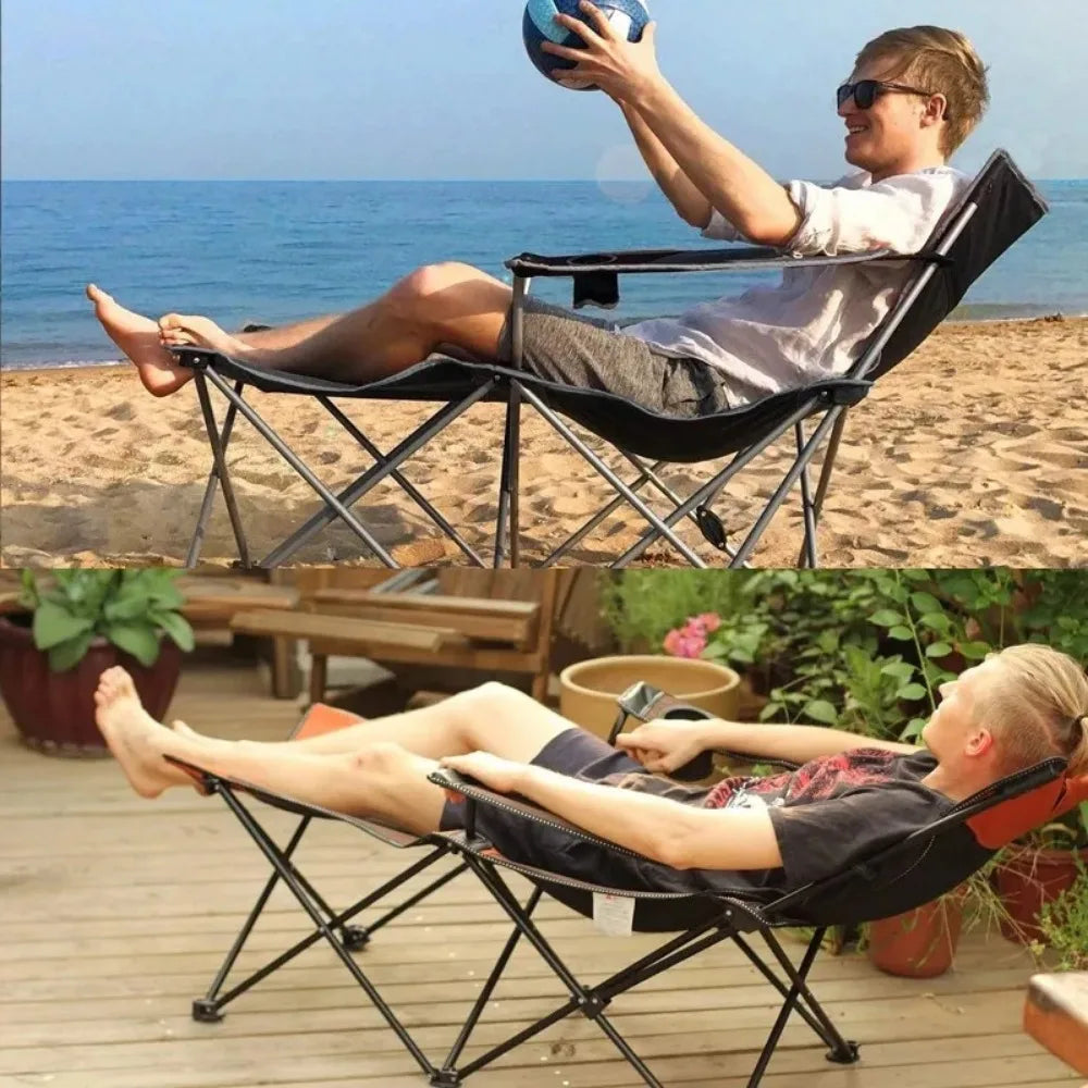 Folding Mesh Reclining Camping Chair Portable Outdoor Lounger with Carry Bag