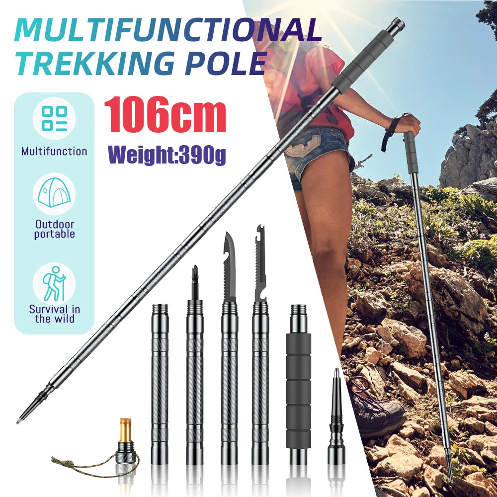 Lightweight Multifunction Trekking Poles Collapsible Hiking Sticks for Mountaineering