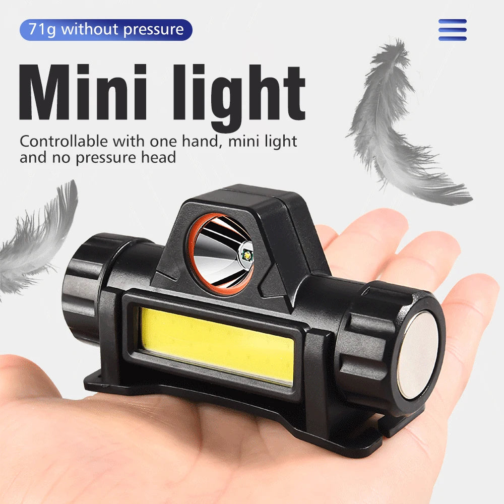 2pcs USB Fast Rechargeable 90W LED Headlamp Dual Light Source for Work and Fishing