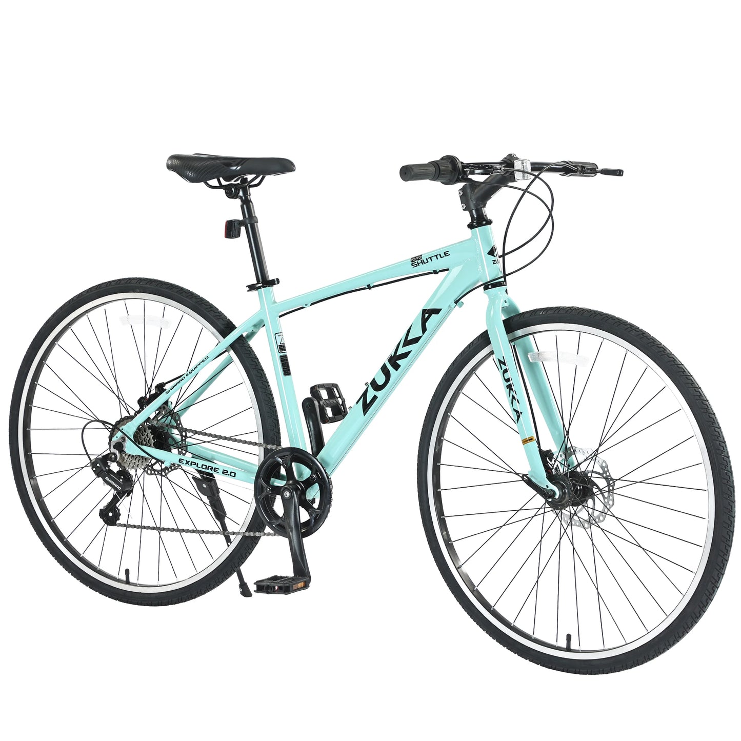 Shimano 7 Speed Hybrid Bike Aluminum Frame Double Disc Brakes 700C City Bicycle
