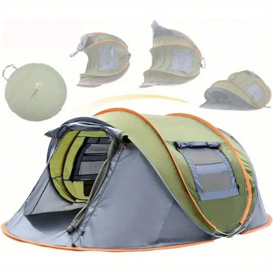 4-Person Easy Pop Up Camping Tent with 2 Doors and UPF50 Waterproof Features