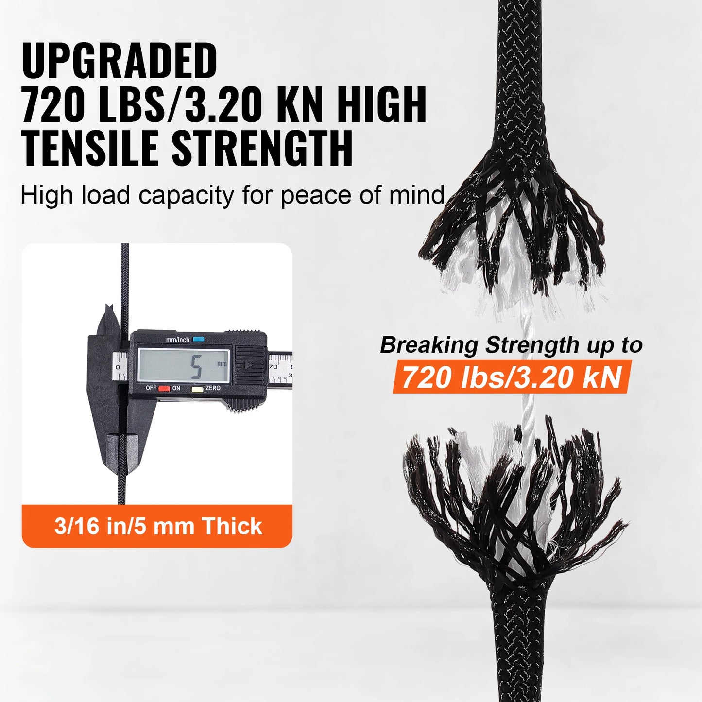 VEVOR 3/16 Inch Nylon Cord 250/1000ft Multi-Purpose Rope for Outdoor Use