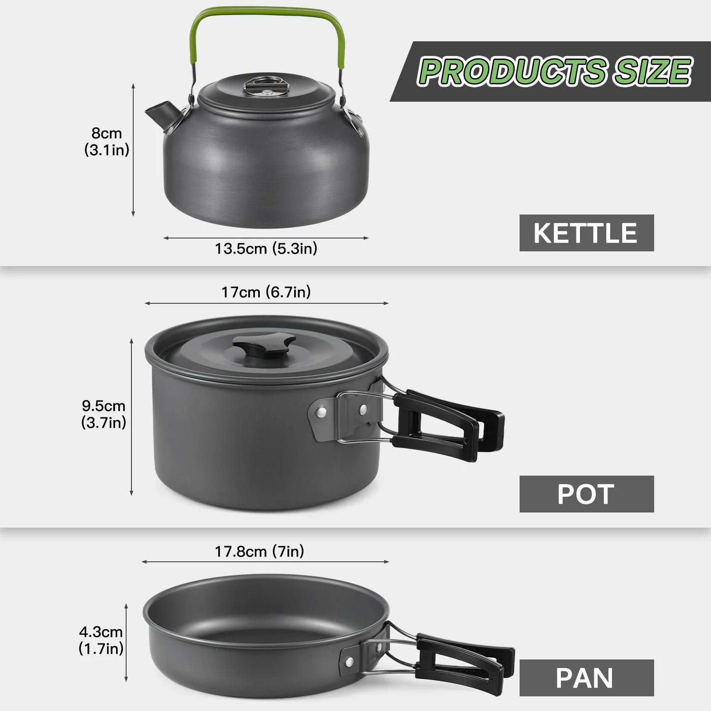 Tomshoo Portable Aluminum Camping Pot Set for Outdoor Cooking and Backpacking