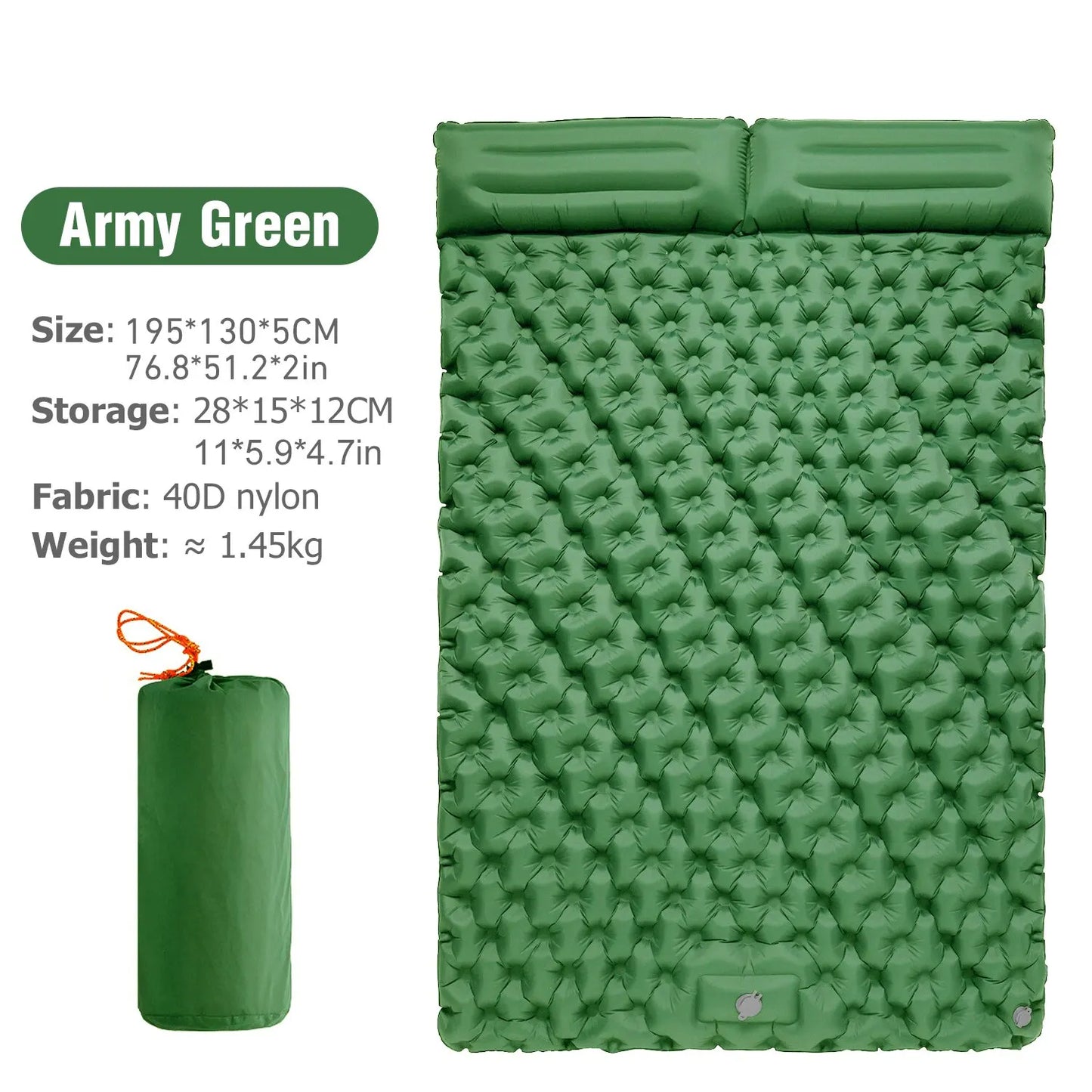 WESTTUNE Double Inflatable Mattress with Built-in Pillow for Outdoor Camping