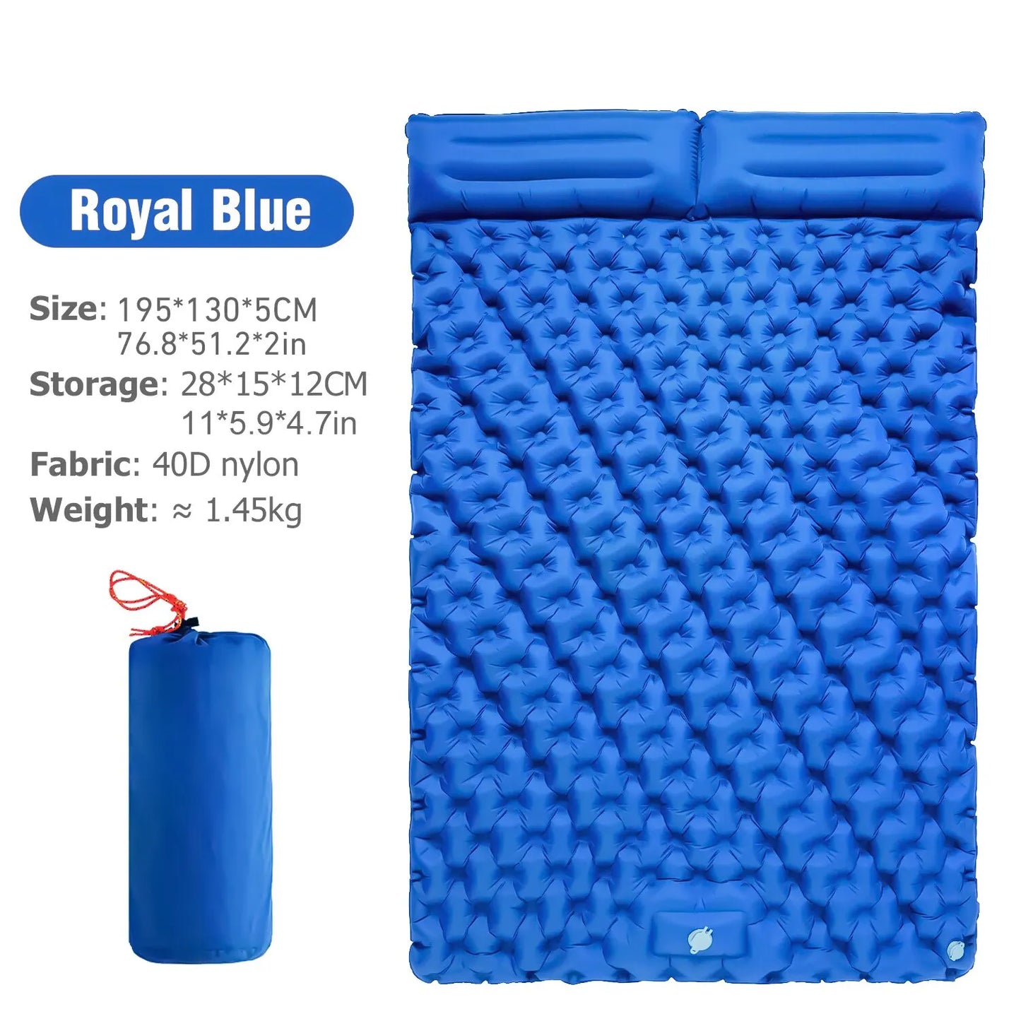 WESTTUNE Double Inflatable Mattress with Built-in Pillow for Outdoor Camping