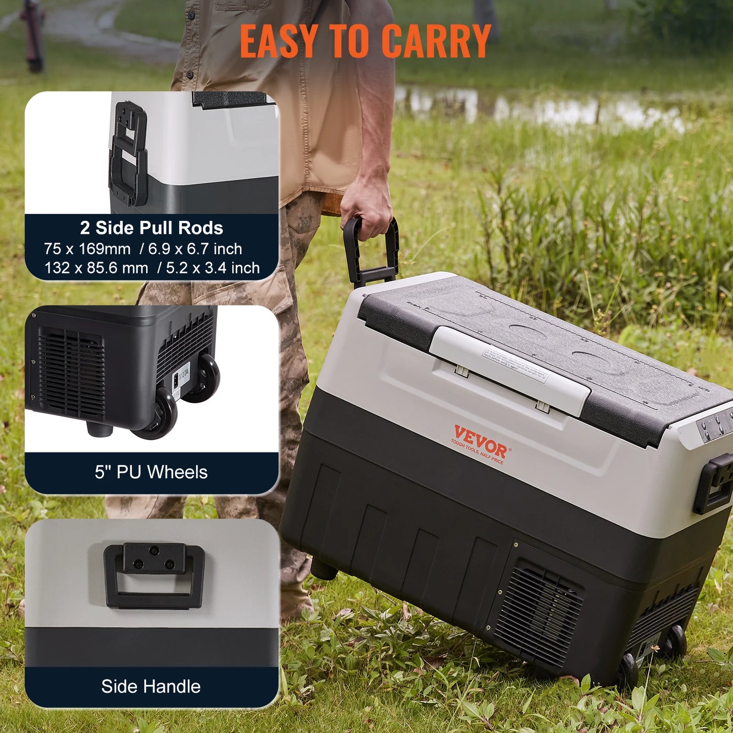 VEVOR Portable Car Refrigerator 35L 45L 55L With Wheels For Camping And Travel