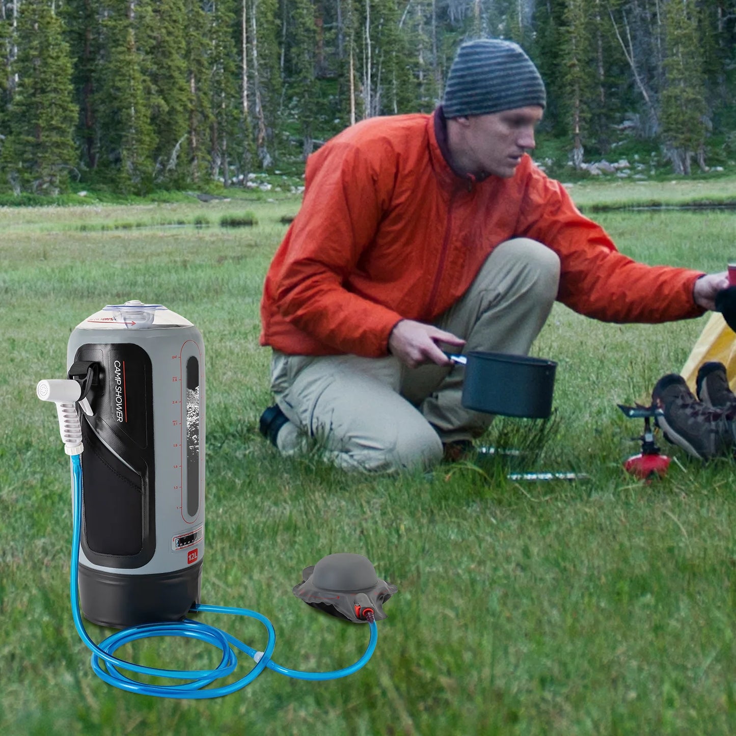 12L Portable Garden Shower with Pump Ideal for Camping and Outdoor Travel