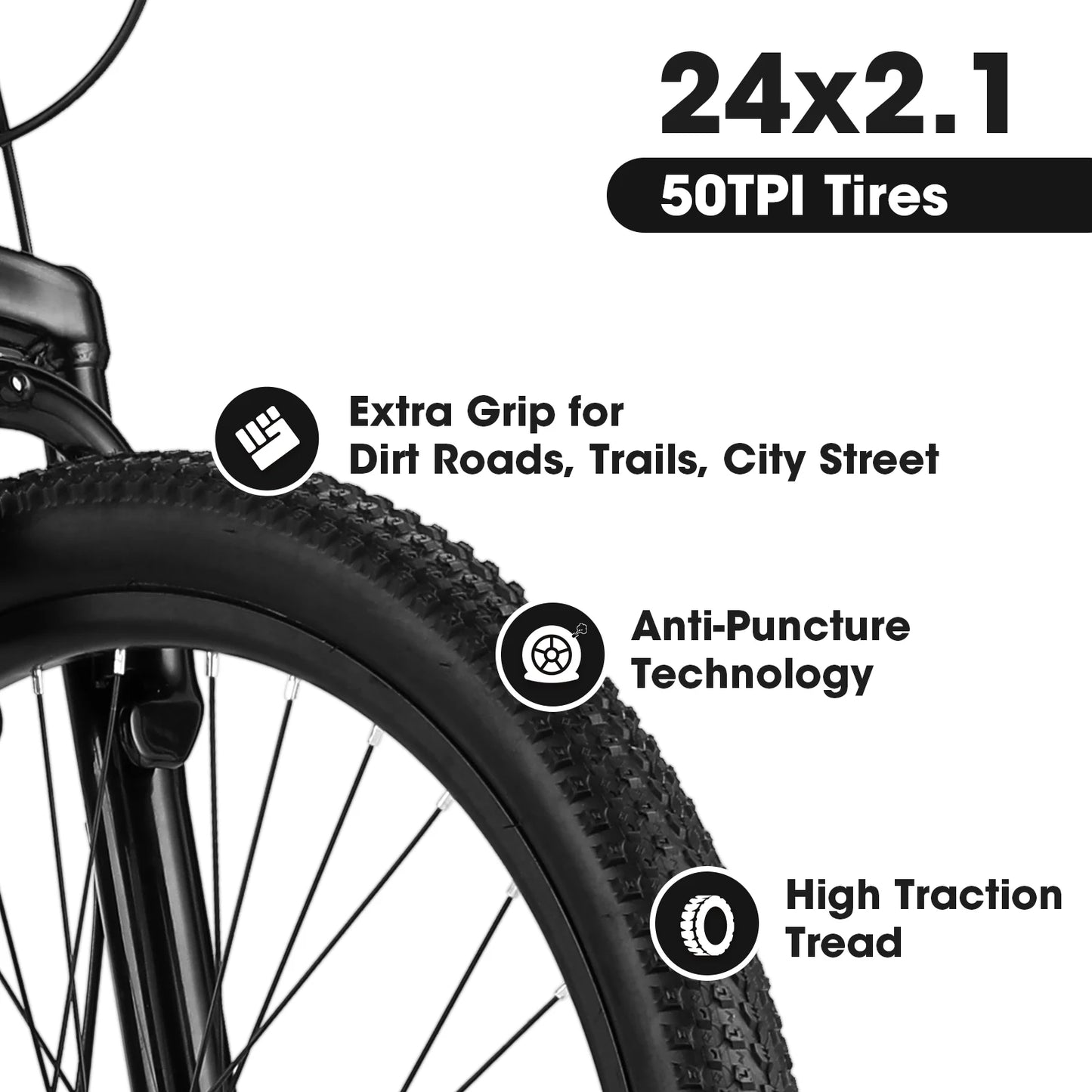 24 Inch Mountain Bike for Girls and Women with Shimano 21 Speeds and Disc Brakes
