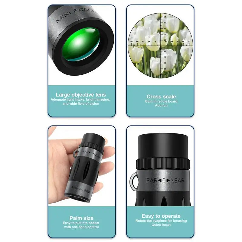 Handheld HD Monocular Telescope 8x20 High Powered Clear Vision for Adults